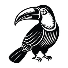 Toucan Black and white vector illustration animal silhouette, Vector illustration, bird, icon, svg, characters