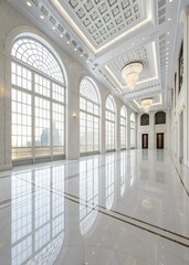 Polished Shiny Floor Surface on White Background, 8K Stock Photo