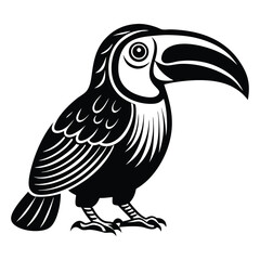 Toucan Black and white vector illustration animal silhouette, Vector illustration, bird, icon, svg, characters