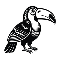 Toucan Black and white vector illustration animal silhouette, Vector illustration, bird, icon, svg, characters