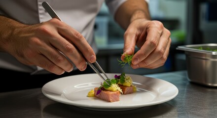 Fine dining Chef plating dish