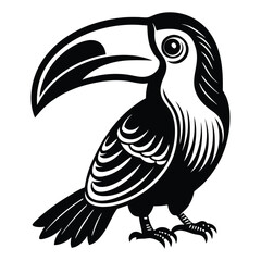 Toucan Black and white vector illustration animal silhouette, Vector illustration, bird, icon, svg, characters