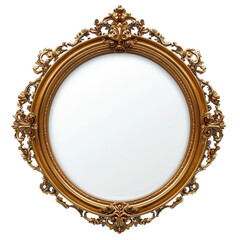 Elegant antique round mirror with ornate gold frame intricate floral carvings vintage style decorative wall art luxurious