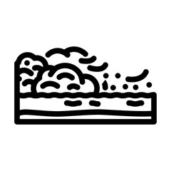 urban river dirty foam smoke air pollution line icon vector illustration
