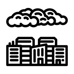 cloud over city chemical pollution line icon vector illustration