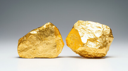 Golden nuggets glisten under soft light, showcasing their rich texture and vibrant color, symbolizing wealth and investment opportunities