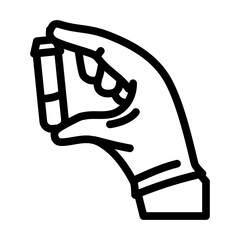 gloved hand holding toxic sample chemical pollution line icon vector illustration