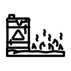 burned grass near containers chemical pollution line icon vector illustration