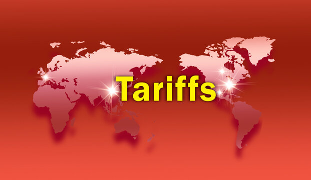 Fototapeta World map showing American tariffs