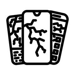 broken smartphones e waste pollution line icon vector illustration