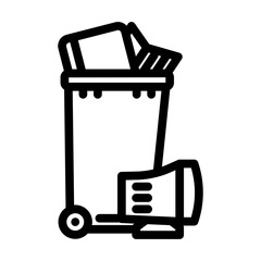 discarded laptops monitors e waste pollution line icon vector illustration
