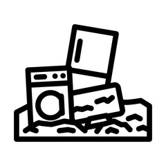 landfill electronic e waste pollution line icon vector illustration