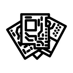 circuit boards piles e waste pollution line icon vector illustration