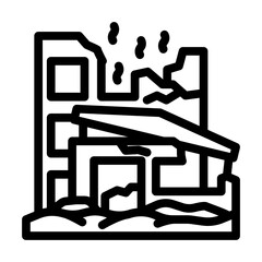 destroyed landscape radiation radioactive pollution line icon vector illustration