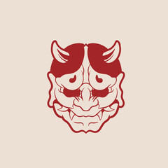 Oni japanese devil mask, Vector illustration	
