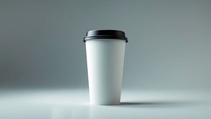 White disposable cup set against a plain background