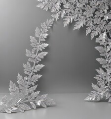 Silver leaf lace border, shimmering metallic background,  design,  shine,  stationery