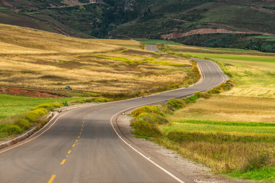Empty winding road through�Sacred Valley of the Incas