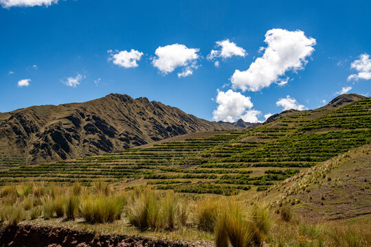 Terraced Inca ruins in Sacred Valley of the Incas