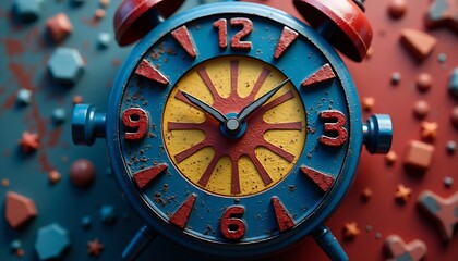 Vintage Alarm Clock with Decorative Shapes