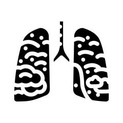 lungs filled smoke soot air pollution glyph icon vector illustration