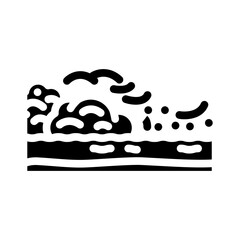 urban river dirty foam smoke air pollution glyph icon vector illustration