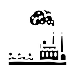 crops growing near plant chemical pollution glyph icon vector illustration