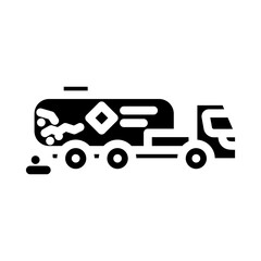 tanker truck leaking hazardous materials glyph icon vector illustration