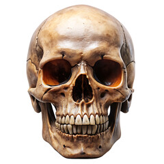 Obraz premium A human skull with sharp teeth in the style isolated on white background PNG