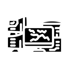 computer screens around e waste pollution glyph icon vector illustration