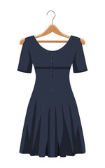Obraz premium Navy Dress Short Sleeve Style on Hanger - Vector Illusration