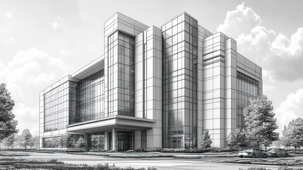 Architectural Rendering: Modern Office Building Design
