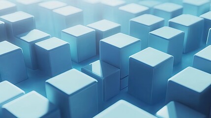 Obraz premium Light blue geometric cubes arranged in a pattern.