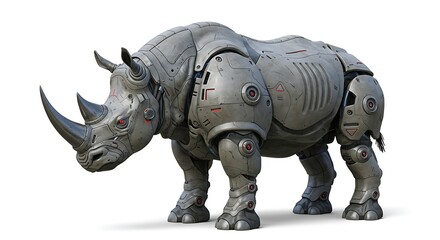 Robotic rhino animal robot rhino futuristic rhino mechanical rhino animal illustration animal art