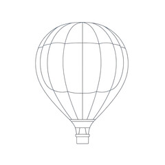 Obraz premium Wireframe illustration of hot air balloon with basket, showing structure and design outline digital style, evoking sense