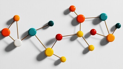 Obraz premium Abstract geometric network of colorful nodes and links, symbolizing innovation and connectivity in business.