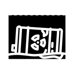 radiactive waste leaking into ocean radioactive pollution glyph icon vector illustration