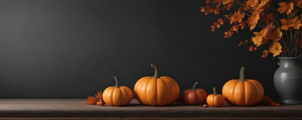 Elegant chalkboard border with perfectly arranged pumpkins and fall foliage, clean and simple style ,  simple,  harvest,  minimalist