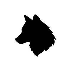 Fox head silhouette vector flat illustration on white background.