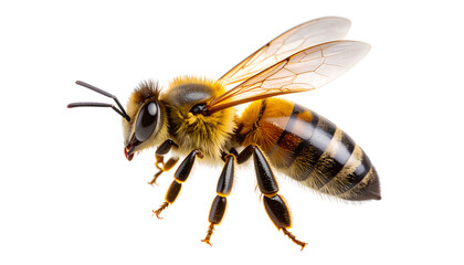  Elegant Flying Bee with Translucent Wings  PNG Isolated on Transparent Background PNG