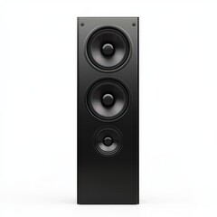Isolated view of a single sound speaker with three drivers on white background