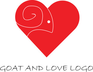 Red heart logo combining a goat and love, artistic design.