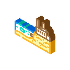 Naklejka premium industrial plant near polluted lake chemical pollution isometric icon vector illustration