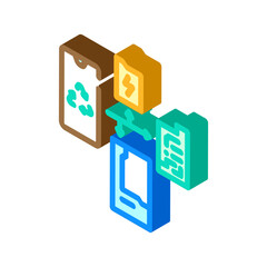 recycling process e waste pollution isometric icon vector illustration