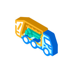 Naklejka premium disposal truck e waste pollution isometric icon vector illustration
