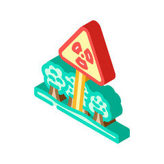 warning zone radioactive pollution isometric icon vector illustration