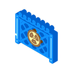 radiation on fence radioactive pollution isometric icon vector illustration