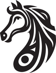 Black and White Berber Horse Vector Illustration – High-Quality Line Art Design