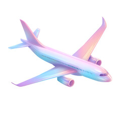 Pastel Pink and Blue Airplane Illustration on Transparent Background