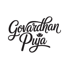 Fototapeta premium govardhan puja hand lettering typography